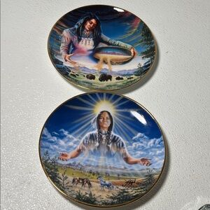 Native American Royal Doulton Franklin Mint Collector Plates Set of 2